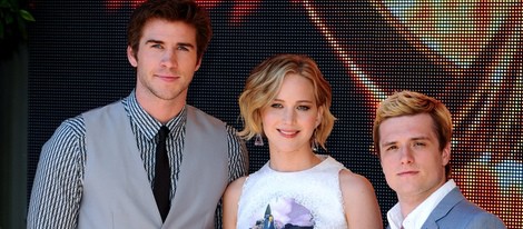 Liam Hemsworth, Jennifer Lawrence y Josh Hutcherson en Cannes 2014