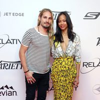 Zoe Saldaña y Marco Perego en el Festival Cannes 2014