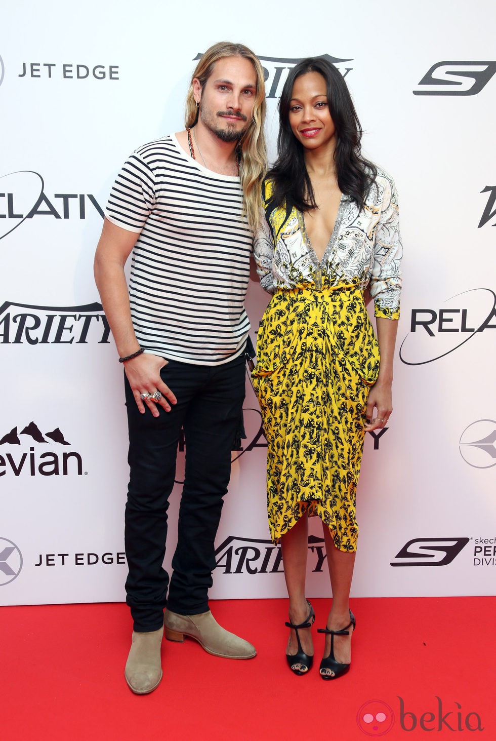 Zoe Saldaña y Marco Perego en el Festival Cannes 2014