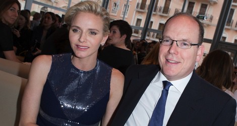 Alberto y Charlene de Mónaco en el desfile Louis Vuitton 2014