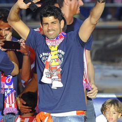 Diego Costa durante la celebración de la Liga 2014 del Atlético de Madrid