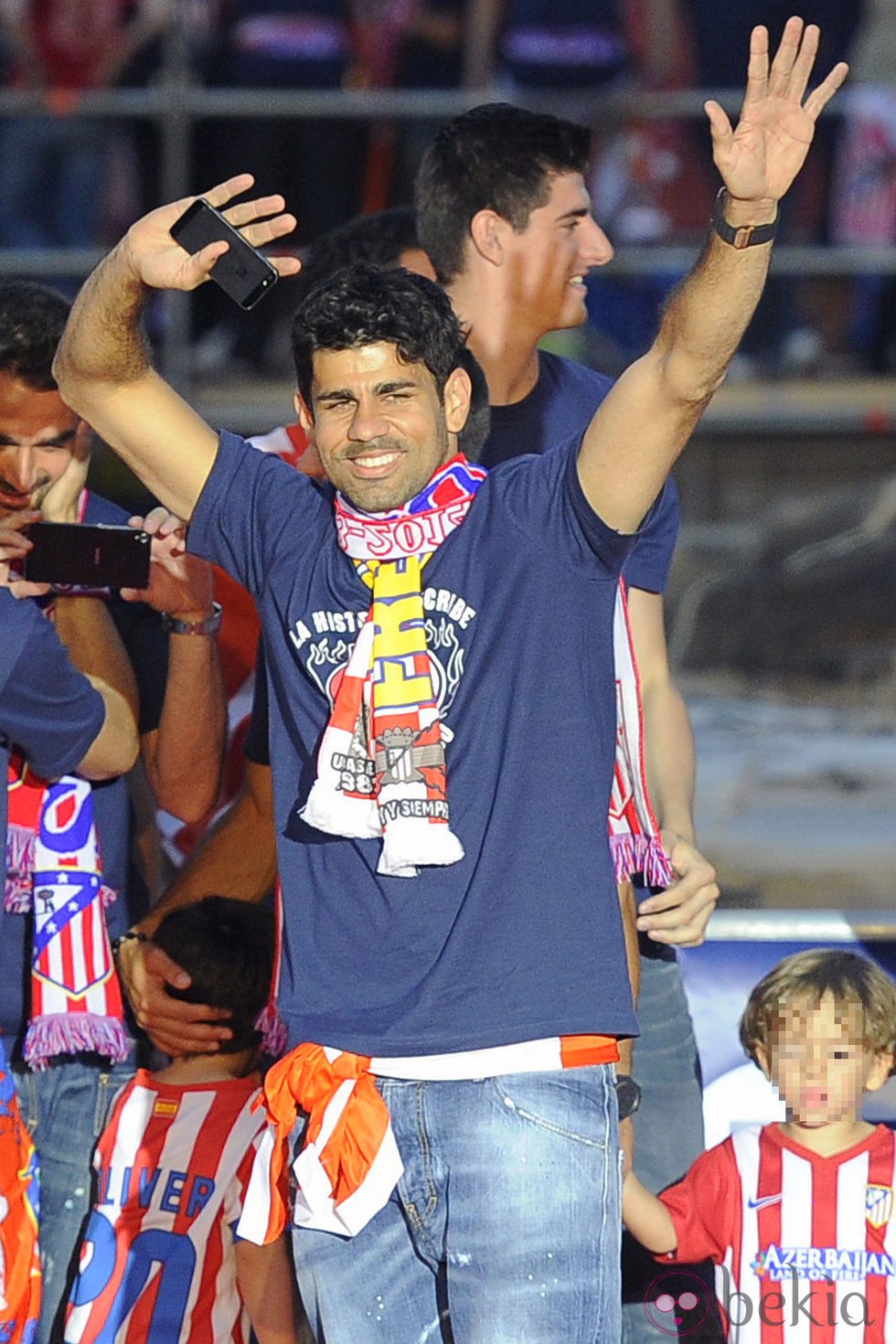 Diego Costa durante la celebración de la Liga 2014 del Atlético de Madrid