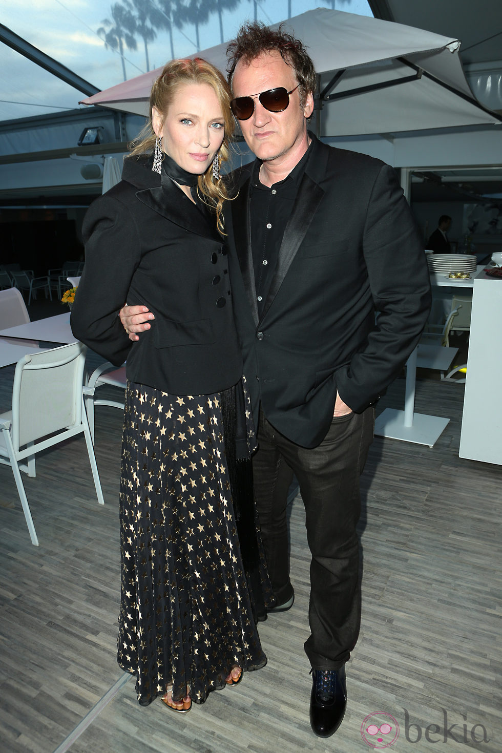 Uma Thurman y Quentin Tarantino en la proyección de Pulp Fiction en Cannes 2014