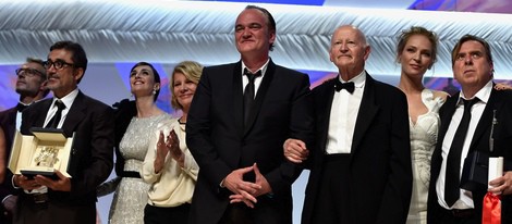 Nuri Bilge, Paz Vega, Nicole Garcia, Quentin Tarantino, Gilles Jacob, Uma Thurman y Timothy Spa en Cannes 2014