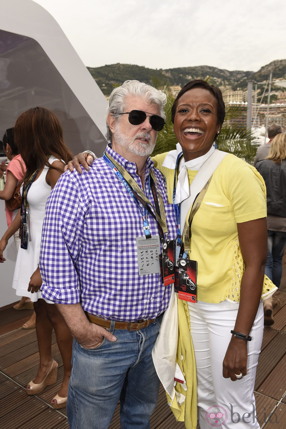 George Lucas y Mellody Hobson en el Gran Premio de Mónaco 2014