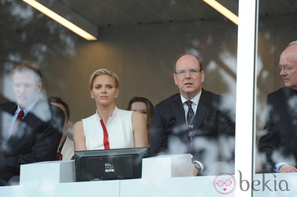 Los Príncipes Alberto y Charlene de Mónaco en el Gran Premio de Mónaco 2014