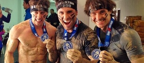 Adrián Lastra, David Bustamante e Iñaky García en la Spartan Race Madrid 2014