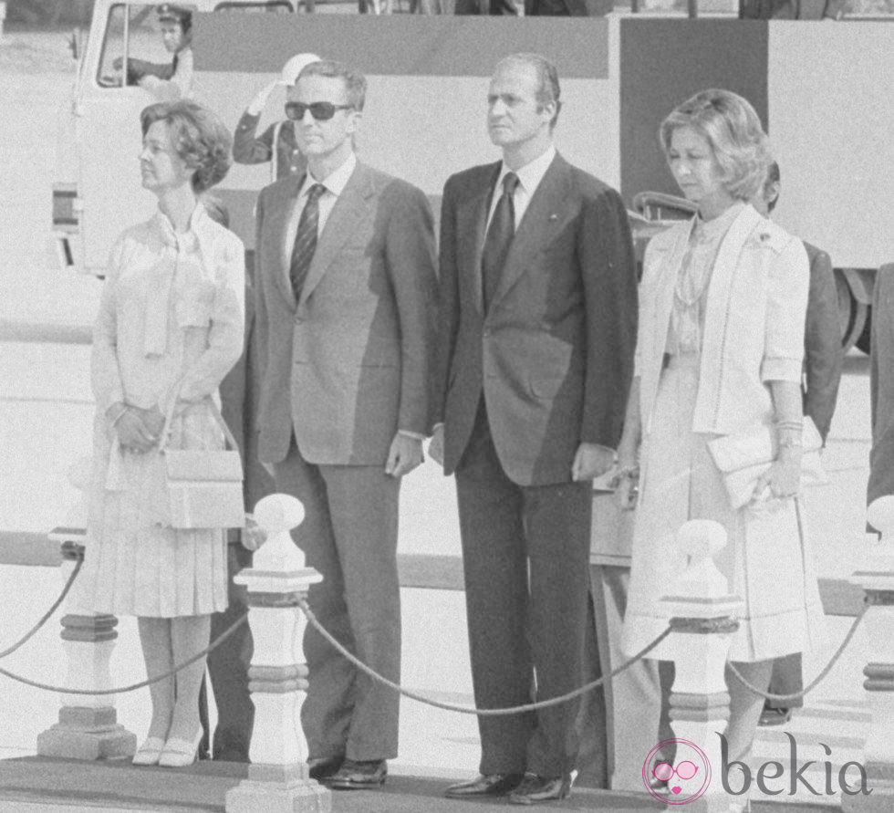 Don Juan Carlos y Doña Sofía junto a los Reyes de Bélgica en 1978