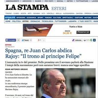 La abdicación del Rey en La Stampa