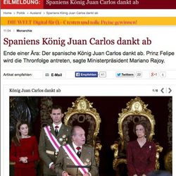 La abdicación del Rey en Die Welt