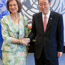 La Reina Sofía con Ban Ki-moon en la ONU