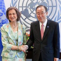 La Reina Sofía con Ban Ki-moon en la ONU