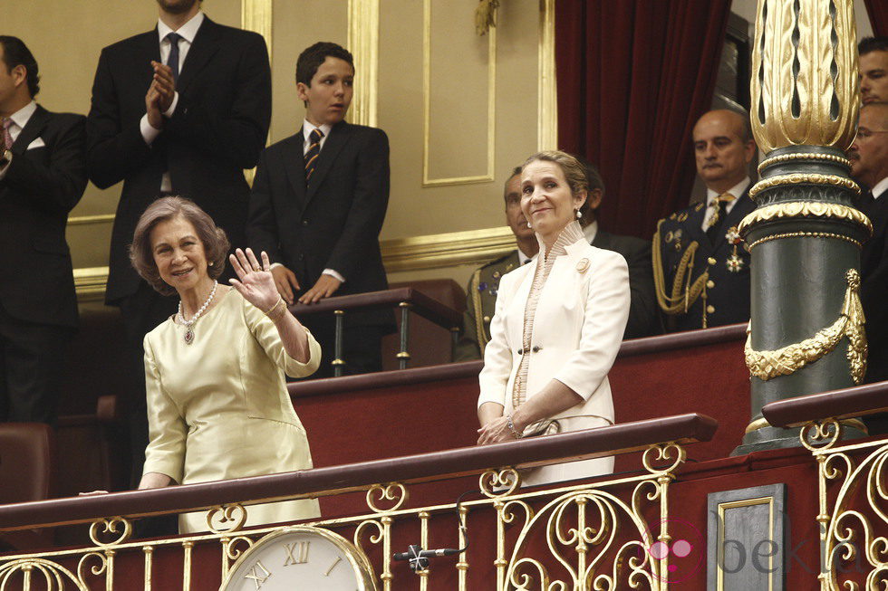 La Reina Sofía, la Infanta Elena y Felipe de Marichalar en la proclamación del Rey Felipe VI