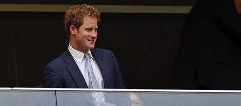 Harry de Inglaterra viendo el encuentro entre Brasil y Camerún del Mundial 2014