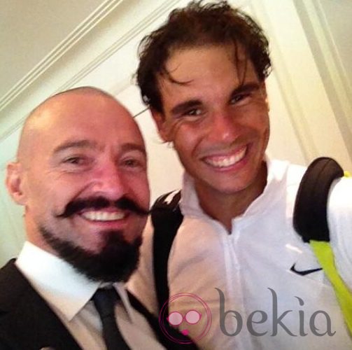 Hugh Jackman posa junto a Rafa Nadal en Wimbledon 2014