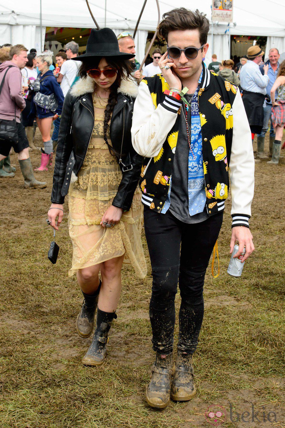 Daisy Lowe y Nick Grimshaw en el Festival de Glastonbury 2014