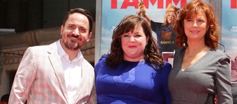 Ben Falcone, Melissa McCarthy y Susan Sarandon en el Teatro Chino