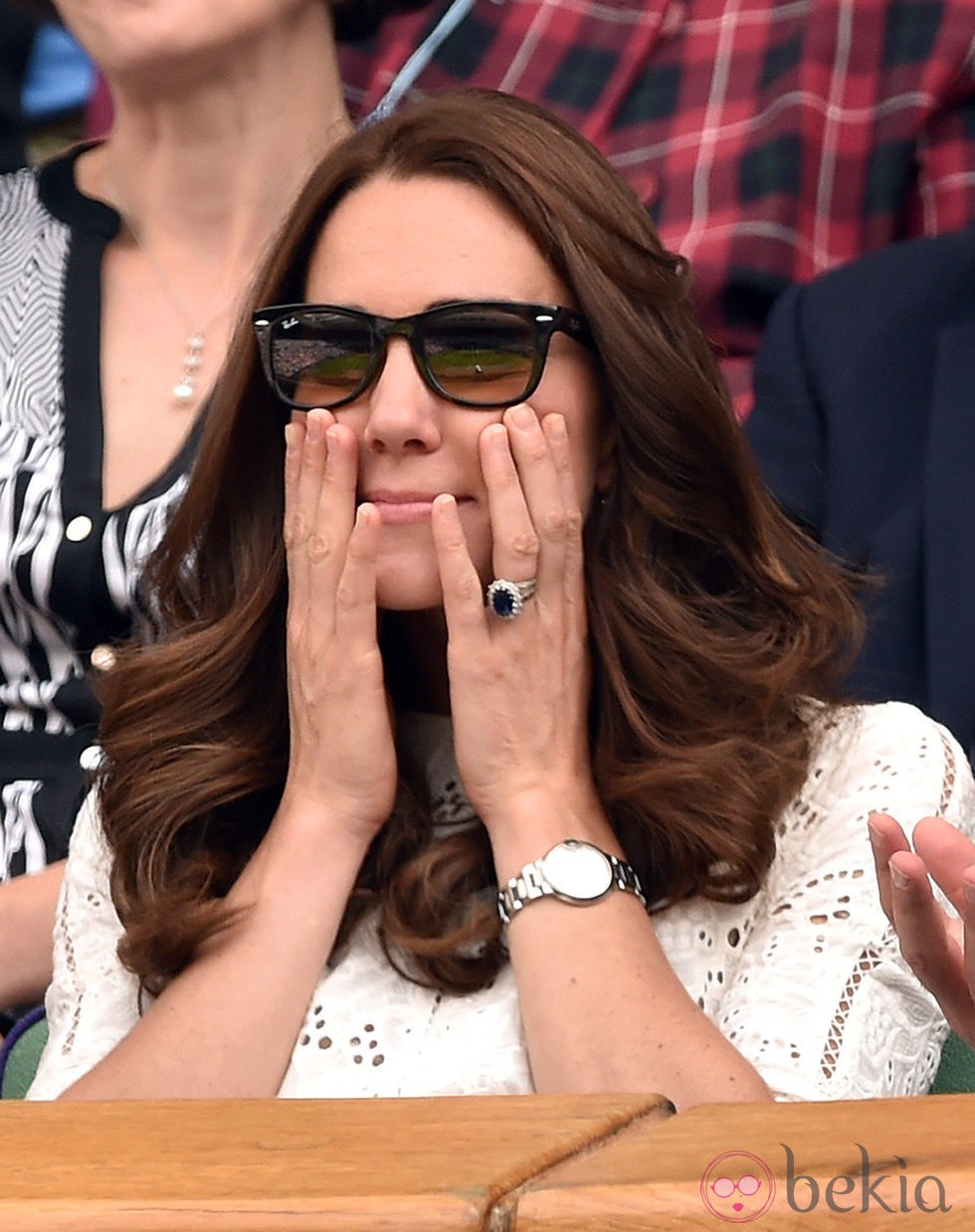 Kate Middleton se lleva las manos a la cara en el partido de Andy Murray en Wimbledon 2014