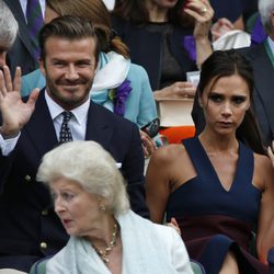 David y Victoria Beckham en la final masculina de Wimbledon 2014