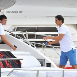 Rafa Nadal a bordo de un yate en aguas de Ibiza