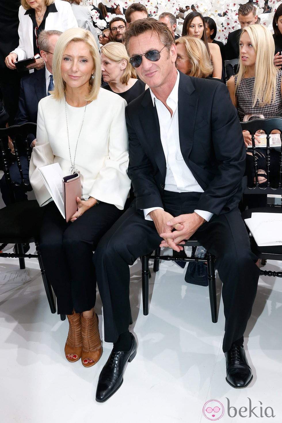 Marie Chantal de Grecia y Sean Penn en el desfile de Dior de la Semana de la Alta Costura de París otoño/invierno 2014