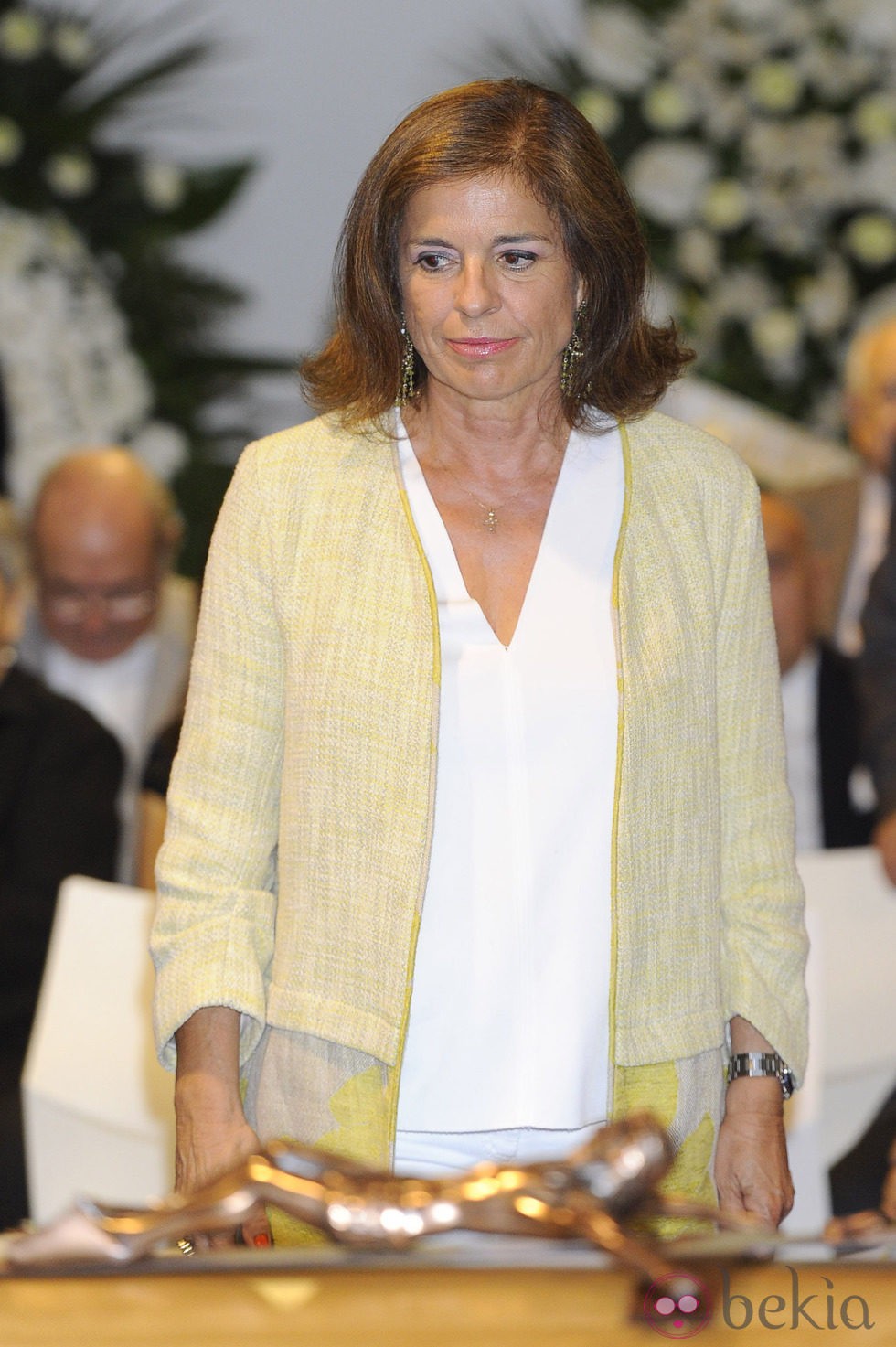 Ana Botella en la capilla ardiente de Alfredo Di Stéfano en el palco de honor del Santiago Bernabéu