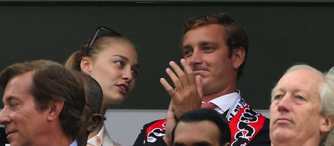 Pierre Casiraghi y Beatrice Borromeo en el partido Argentina-Holanda del Mundial 2014