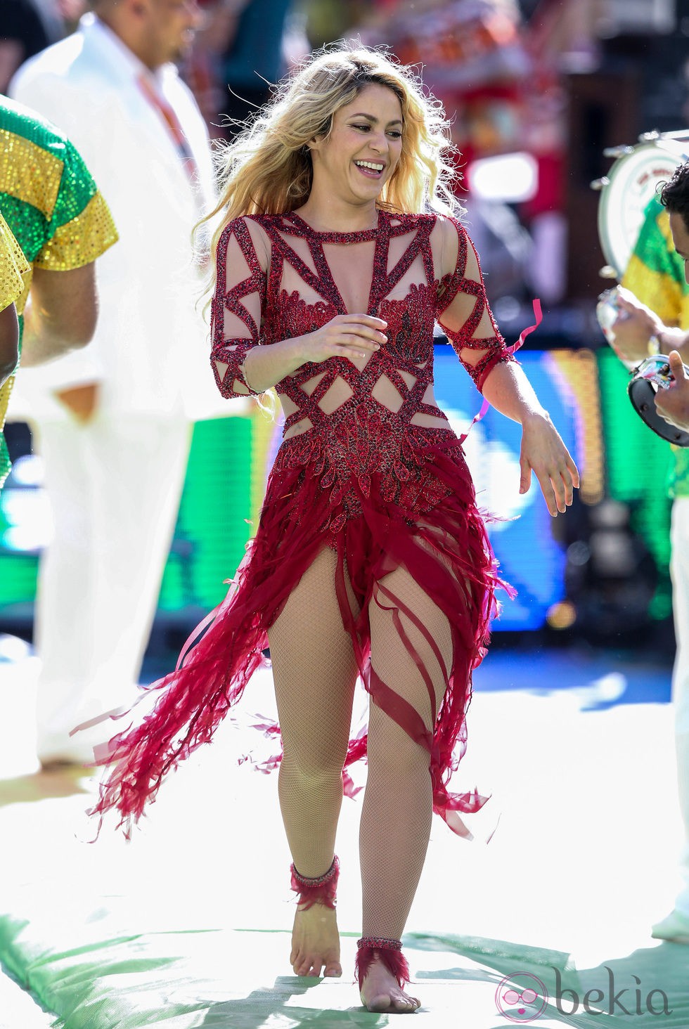 Shakira durante su actuación en la clausura del Mundial de Brasil 2014