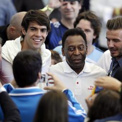 Zico, Kaká, Pelé y David Beckham en la final del Mundial 2014