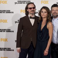 Matt Reeves, Keri Russell y Andy Serkis en el estreno de 'El amanecer del planeta de los simios' en Madrid