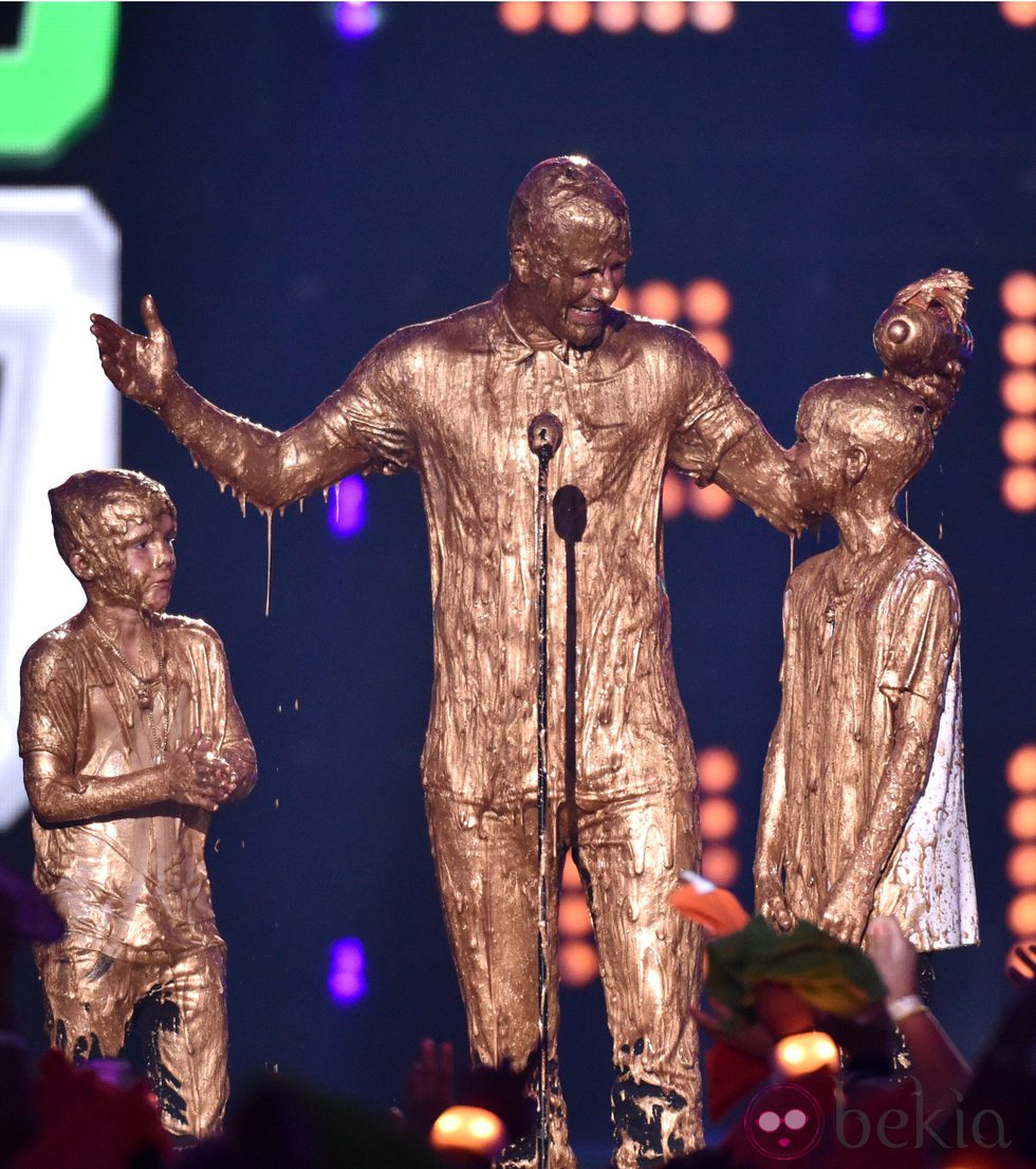 David Beckham con sus hijos Romeo y Cruz Beckham en los Premios Kids' Choice Sports