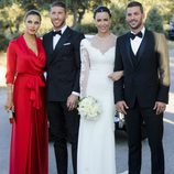 René Ramos y Vania Millán el día de su boda con Pilar Rubio y Sergio Ramos