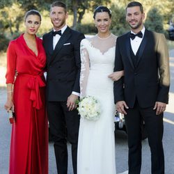 René Ramos y Vania Millán el día de su boda con Pilar Rubio y Sergio Ramos