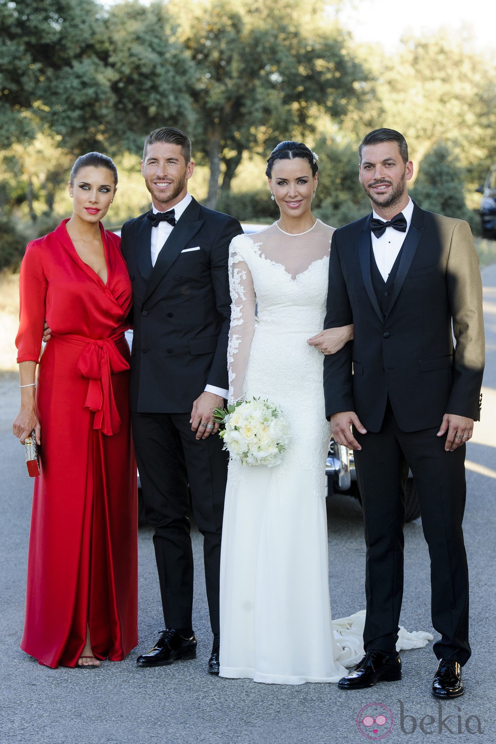 René Ramos y Vania Millán el día de su boda con Pilar Rubio y Sergio Ramos