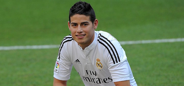 James Rodríguez en su presentación como nuevo jugador del Real Madrid