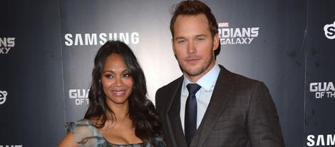 Chris Pratt y Zoe Saldaña en el estreno de 'Guardianes de la Galaxia' en Londres