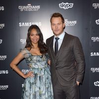 Chris Pratt y Zoe Saldaña en el estreno de 'Guardianes de la Galaxia' en Londres