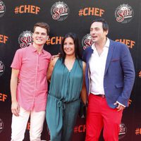 Los finalistas de 'Masterchef 2', Mateo, Vicky y Cristóbal, en el estreno de '#Chef' en Madrid