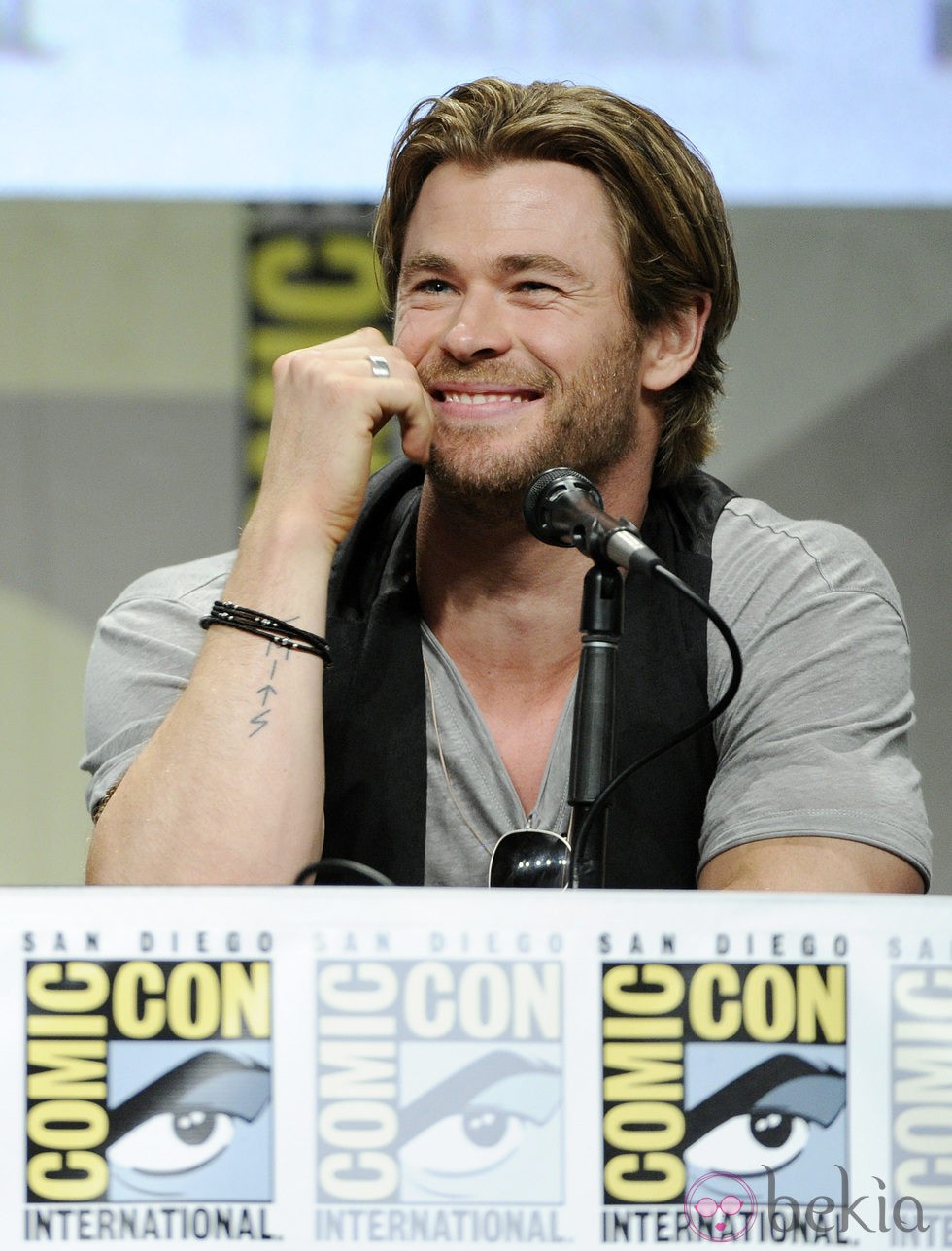 Chris Hemsworth presentando 'Los Vengadores: La era de Ultrón' en la Comic Con 2014