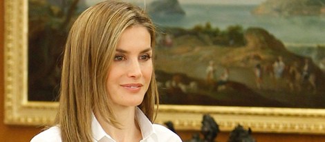 La Reina Letizia durante una audiencia en Madrid