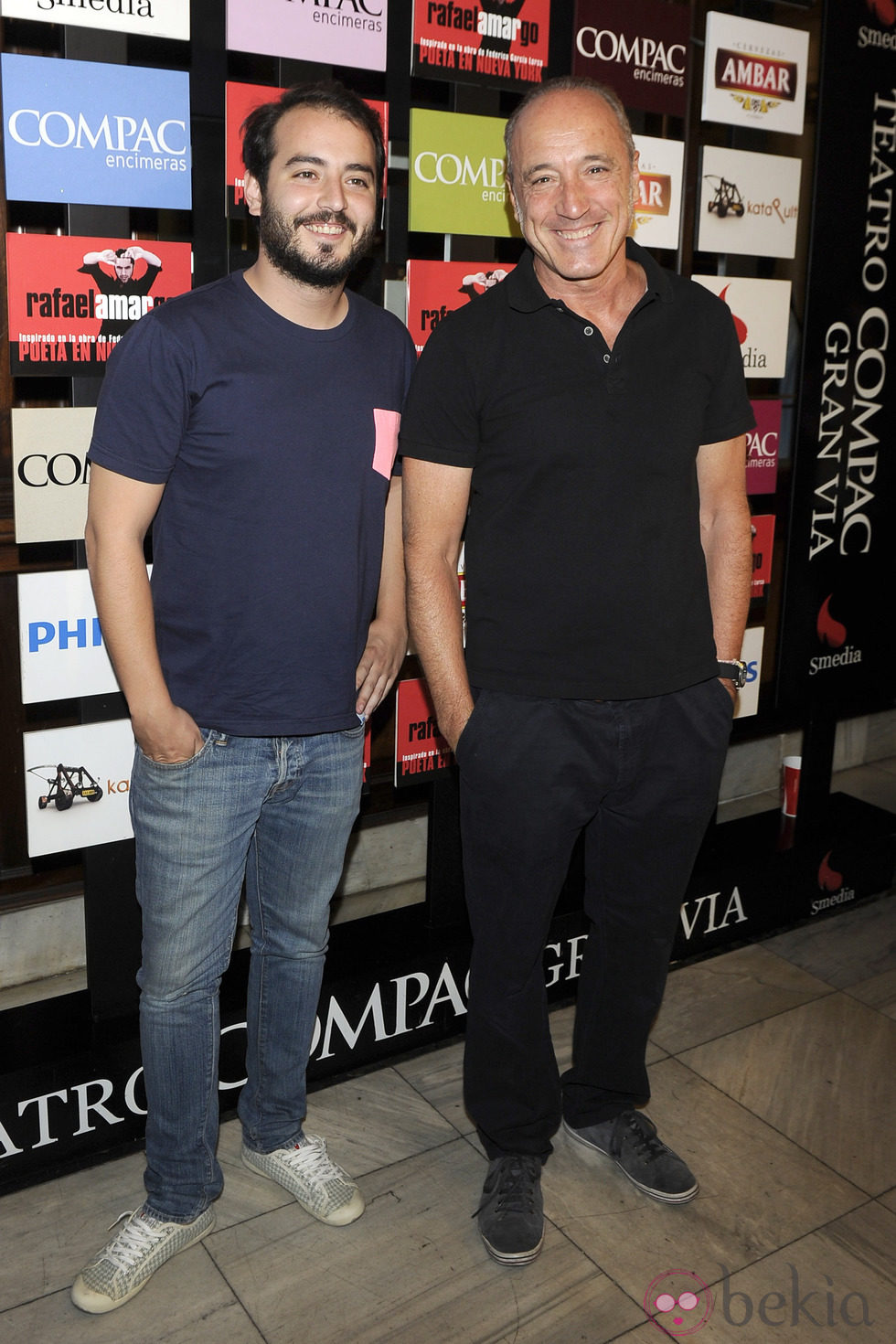 Aaron Guerrero y Roberto Álvarez en la presentación del espectáculo 'Poeta en Nueva York' en Madrid