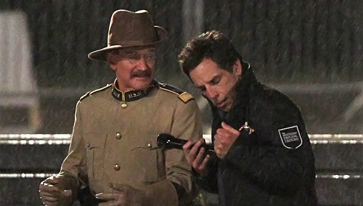 Ben Stiller y Robin Williams en el rodaje de 'Noche en el Museo 3'