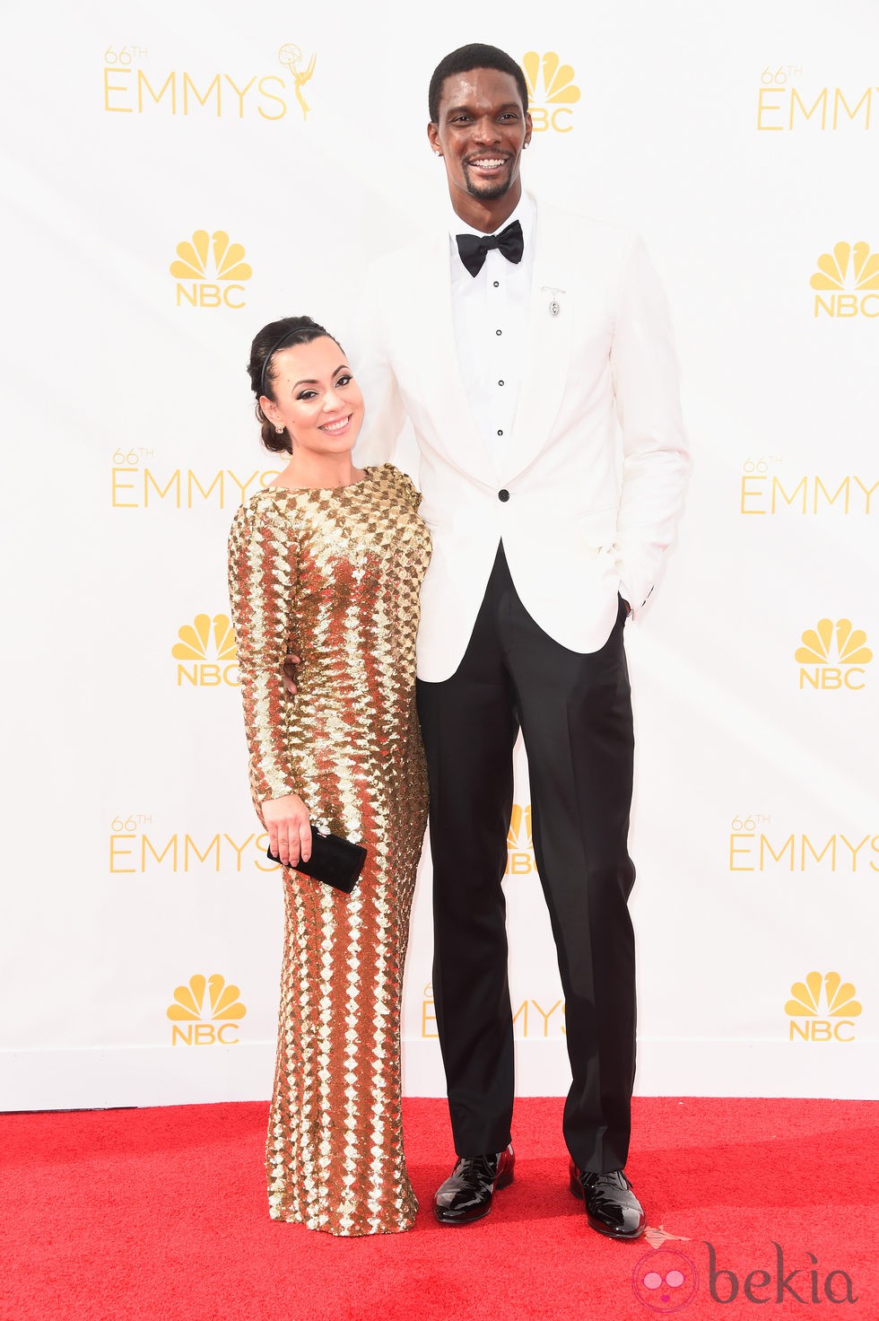  Chris Bosh y Adrienne Bosh en la alfombra roja de los Premios Emmy 2014