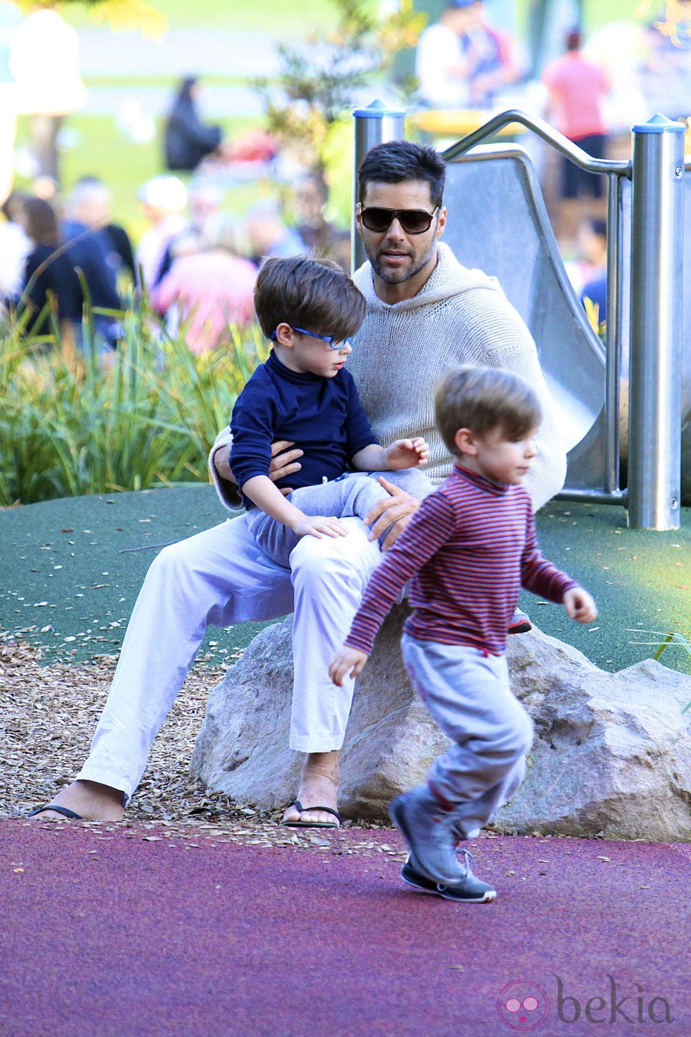 Ricky Martin con sus hijos Matteo y Valentino