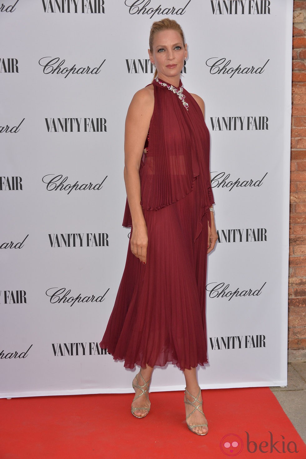 Uma Thurman en la fiesta organizada por Vanity Fair y Chopard en el Festival de Venecia 2014