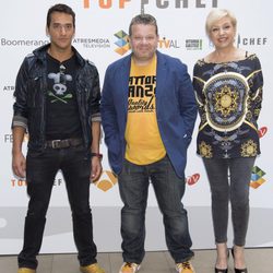 Yayo Daporta, Alberto Chicote y Susi Díaz en la presentación de 'Top Chef 2' en el FesTVal de Vitoria 2014