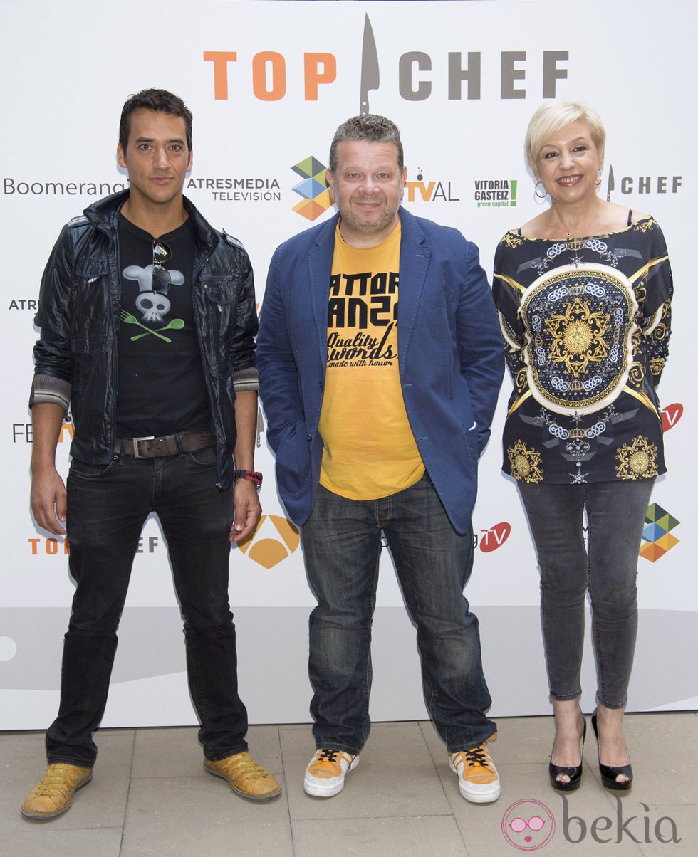 Yayo Daporta, Alberto Chicote y Susi Díaz en la presentación de 'Top Chef 2' en el FesTVal de Vitoria 2014