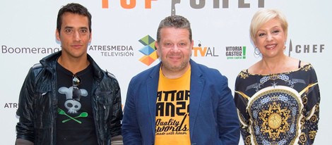 Yayo Daporta, Alberto Chicote y Susi Díaz en la presentación de 'Top Chef 2' en el FesTVal de Vitoria 2014