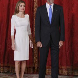 La Reina Letizia y el Rey Felipe VI durante un almuerzo con el presidente de Panamá en el Palacio Real