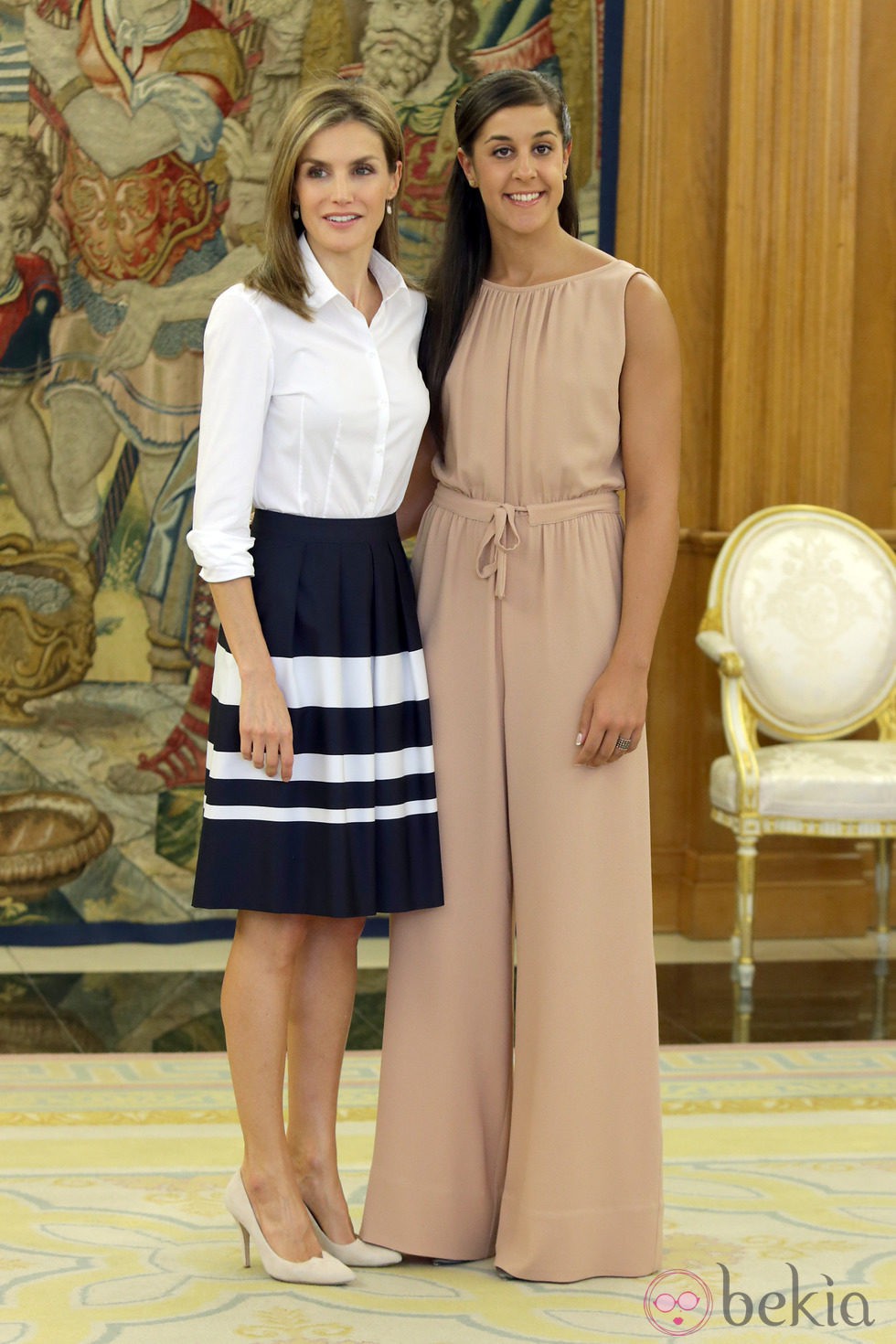 La Reina Letizia y la Campeona del Mundo de Bádminton en una audiencia en La Zarzuela